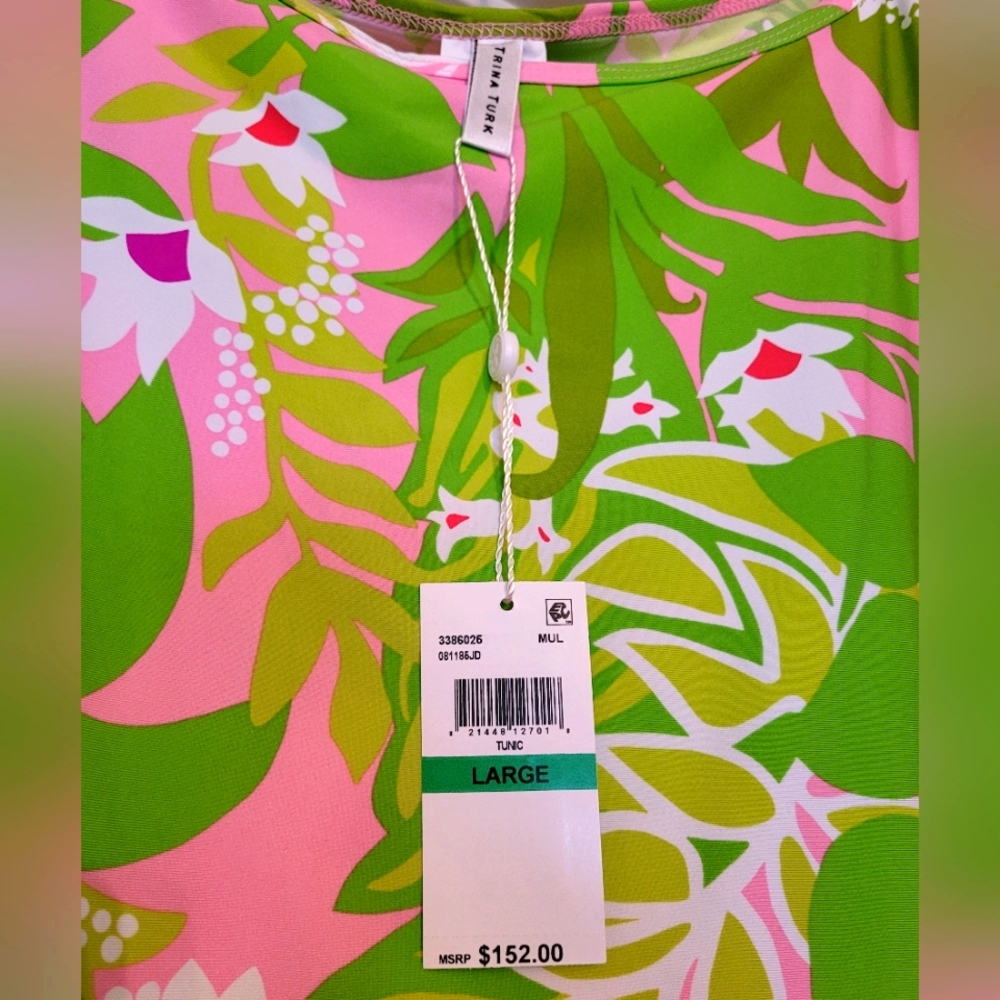 š NWT Trina Turk La Palma Swim Tunic Coverup Dress L - Picture 2 of 4